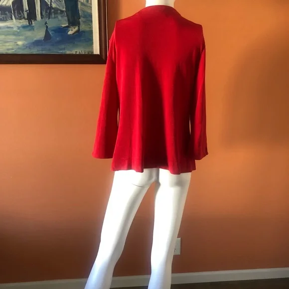 COLDWATER CREEK red button-up textured cardigan - Picture 7 of 9